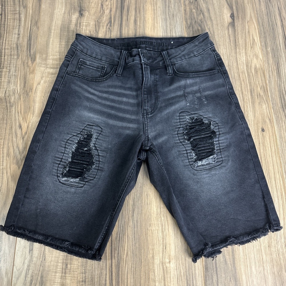 Rue21 Premium Mens Shorts Size‎ 28 Black Covered Ripped
